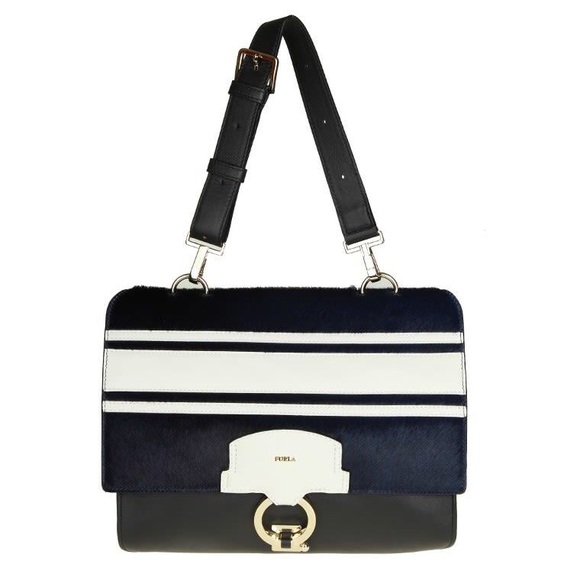 Furla Scoop calfskin and pony hair bag